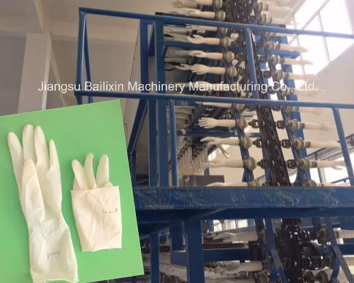 Maschinen zur Herstellung von Einweghandschuhen aus pulverisiertem Latex. Maschinen zur Herstellung von Handschuhen